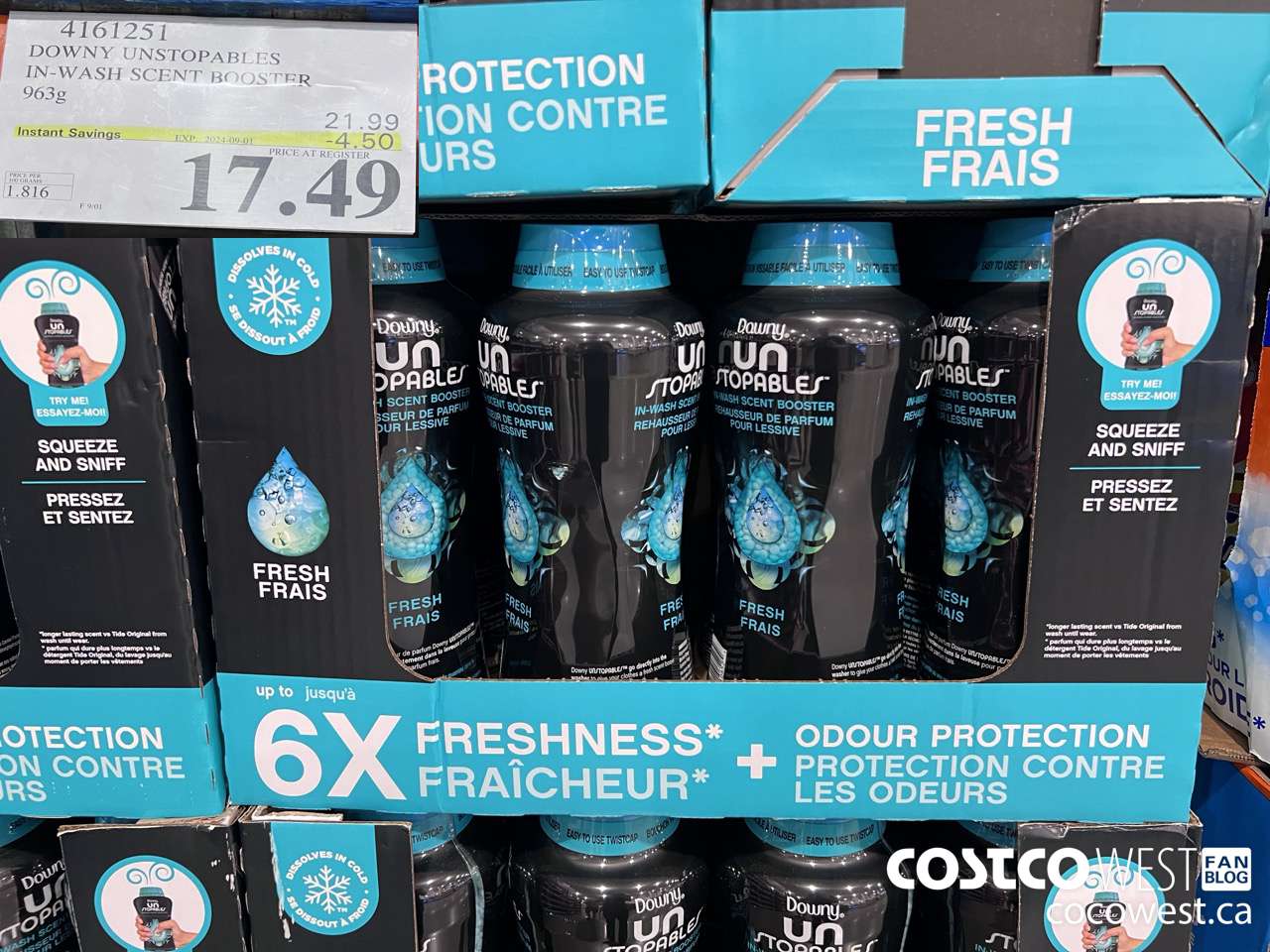 4161251 DOWNY UNSTOPABLES IN-WASH SCENT BOOSTER 963G ($4.50 INSTANT SAVINGS EXPIRES ON 2024-09-01) $17.49