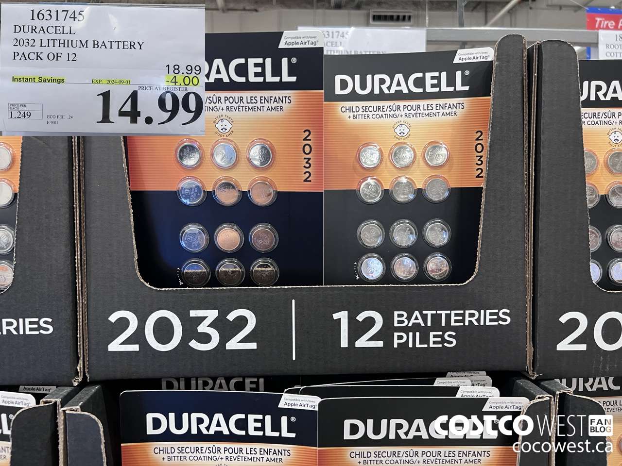 1631745 DURACELL 2032 LITHIUM BATTERY PACK OF 12 ($4.00 INSTANT SAVINGS EXPIRES ON 2024-09-01) $14.99