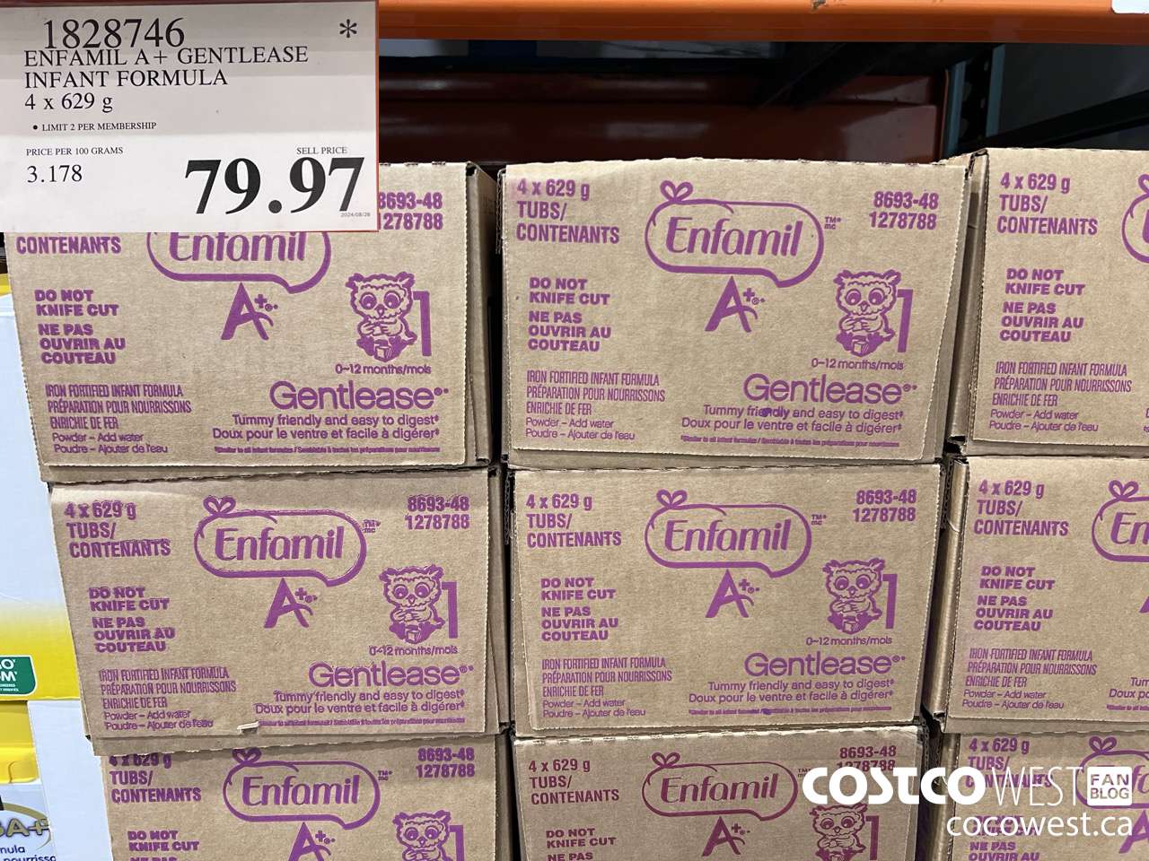 1828746 ENFAMIL A+ GENTLEASE INFANT FORMULA 4 X 629G $79.97