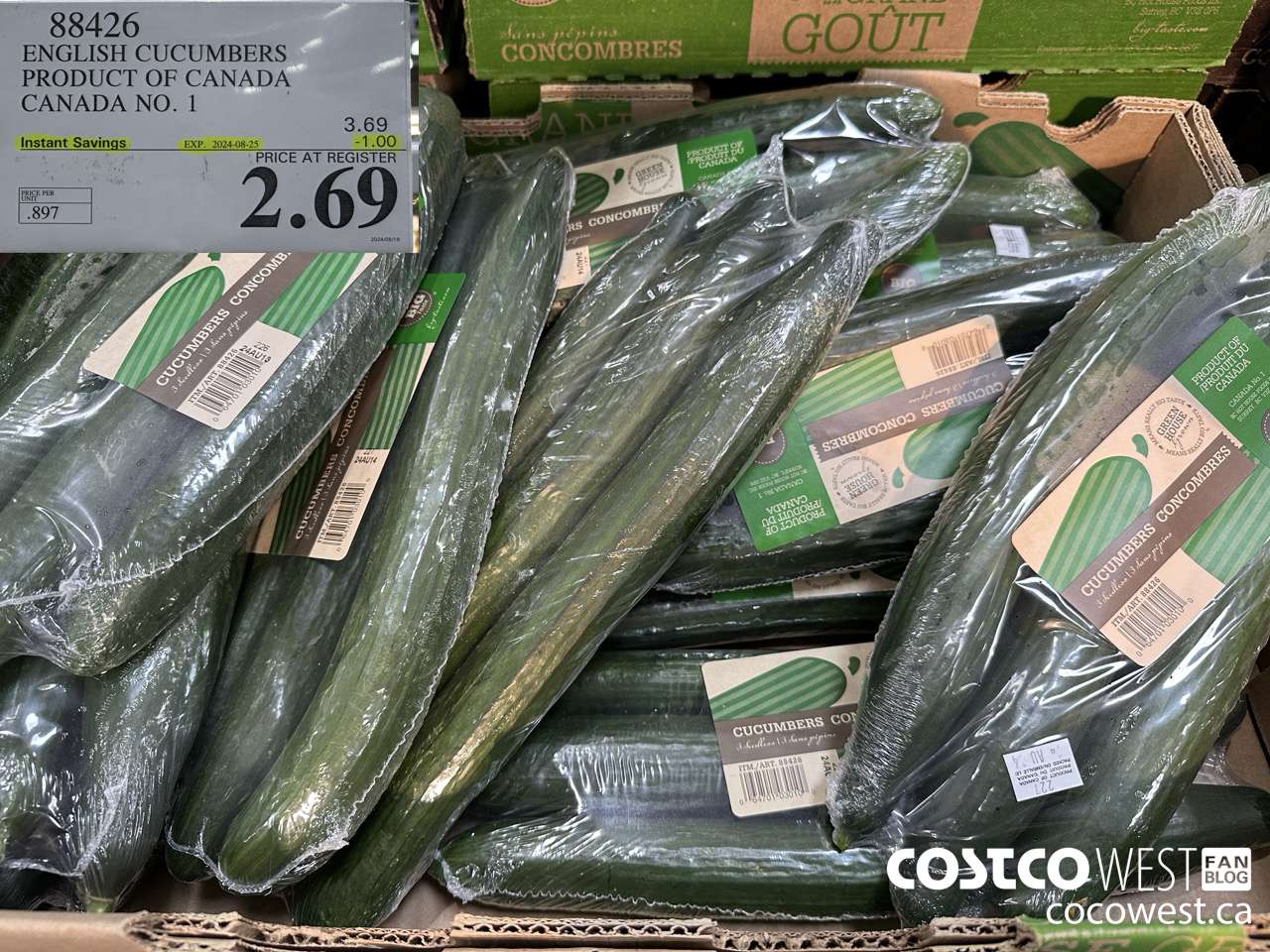 88426 ENGLISH CUCUMBERS PRODUCT OF CANADA CANADA NO. 1 ($1.00 INSTANT SAVINGS EXPIRES ON 2024-08-25) $2.69