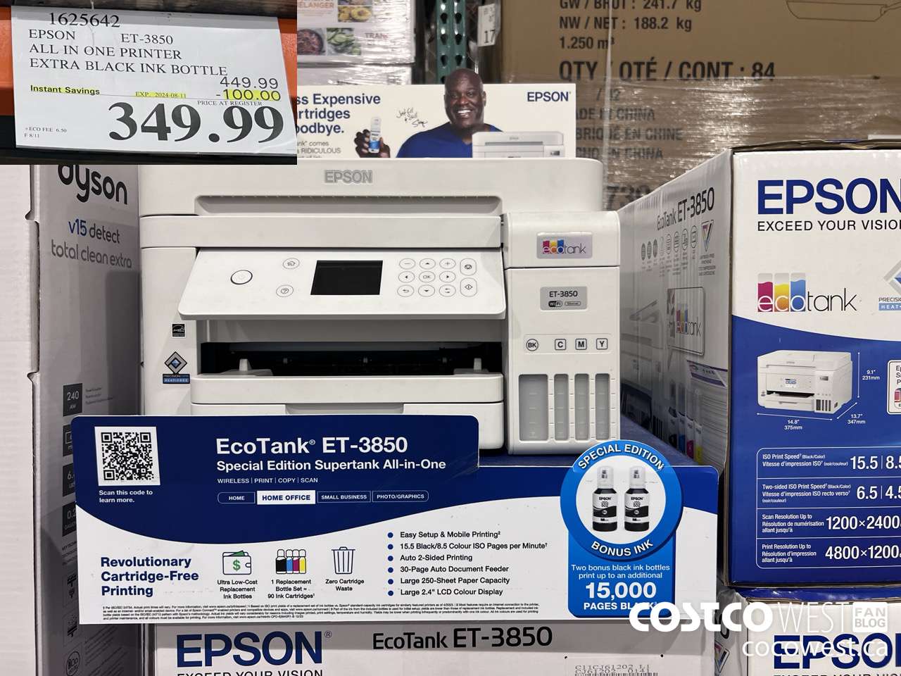 1625642 EPSON ET-3850 ALL IN ONE PRINTER ($100.00 INSTANT SAVINGS EXPIRES ON 2024-08-11) $349.99