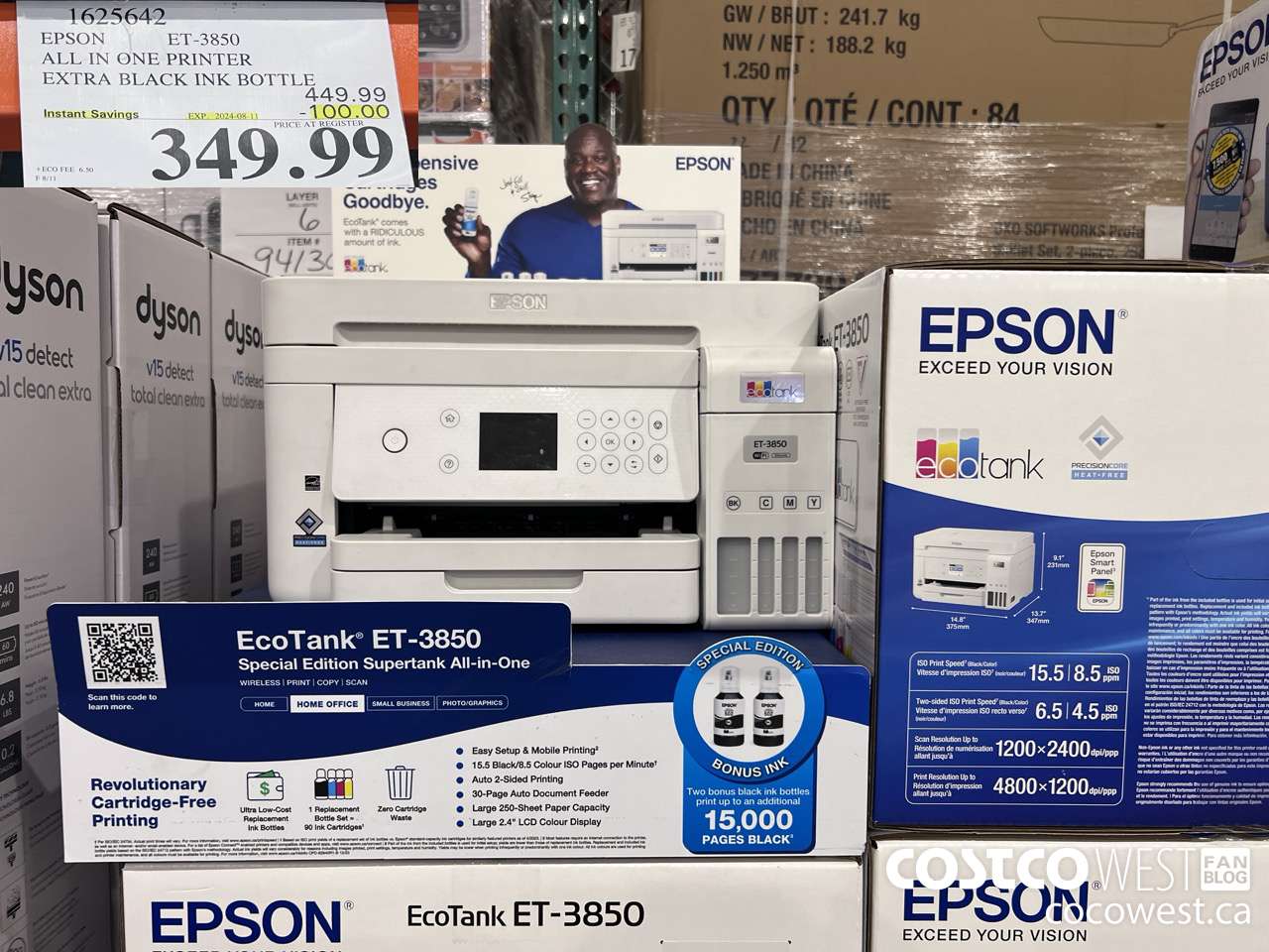 1625642 EPSON ET-3850 ALL IN ONE PRINTER ($100.00 INSTANT SAVINGS EXPIRES ON 2024-08-11) $349.99