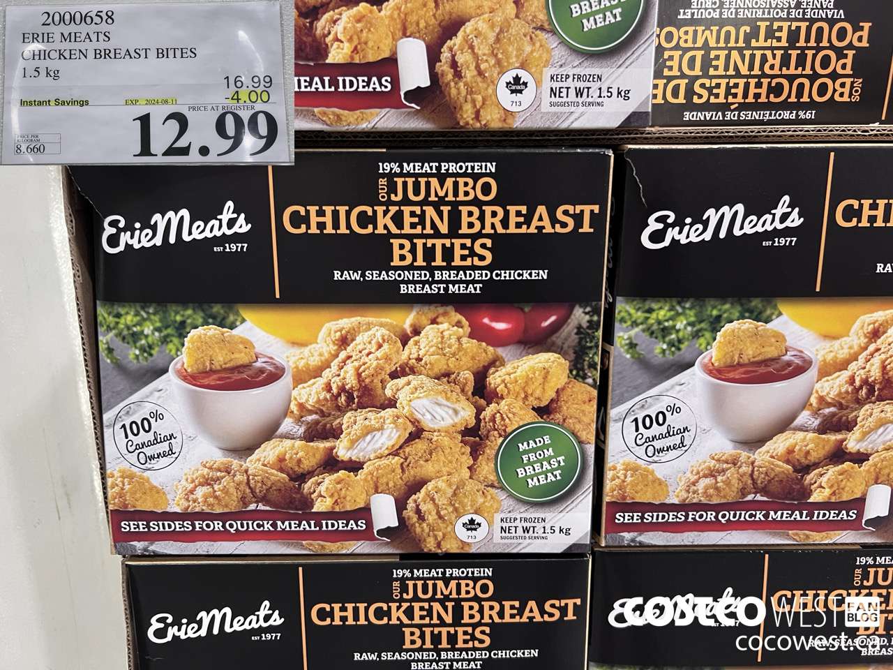 2000658 ERIE MEATS CHICKEN BREAST BITES 1.5 kg ($4.00 INSTANT SAVINGS EXPIRES ON 2024-08-11) $12.99
