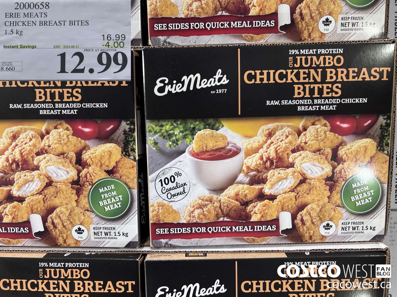 2000658 ERIE MEATS CHICKEN BREAST BITES 1.5 kg ($4.00 INSTANT SAVINGS EXPIRES ON 2024-08-11) $12.99