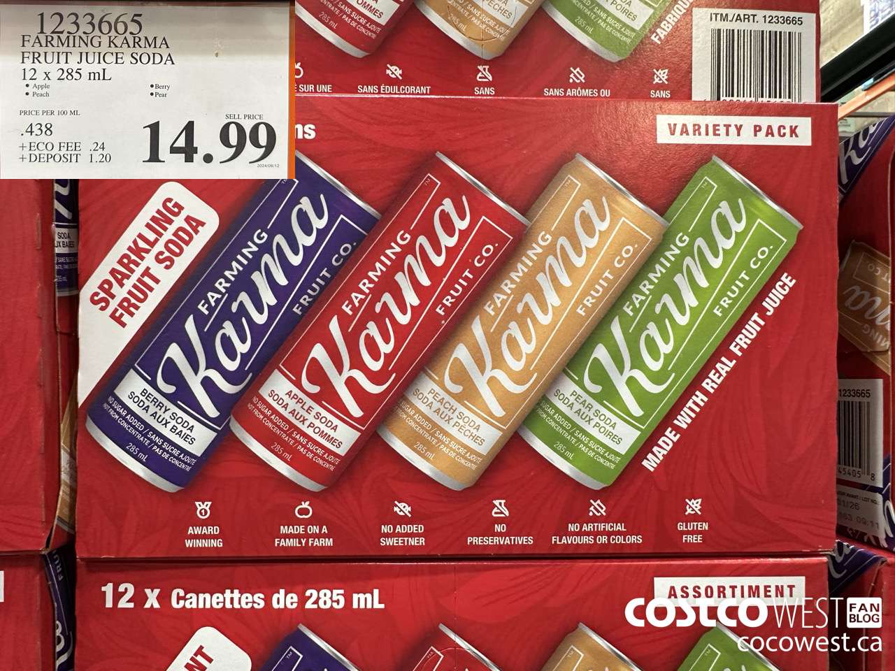 1233665 FARMING KARMA FRUIT JUICE SODA 12 X 285ML $14.99