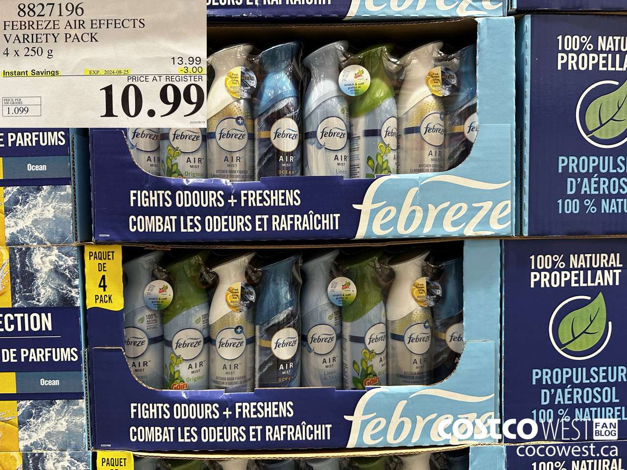 8827196 FEBREZE AIR EFFECTS VARIETY PACK 4 X 250 G ($3.00 INSTANT SAVINGS EXPIRES ON 2024-08-25) $10.99
