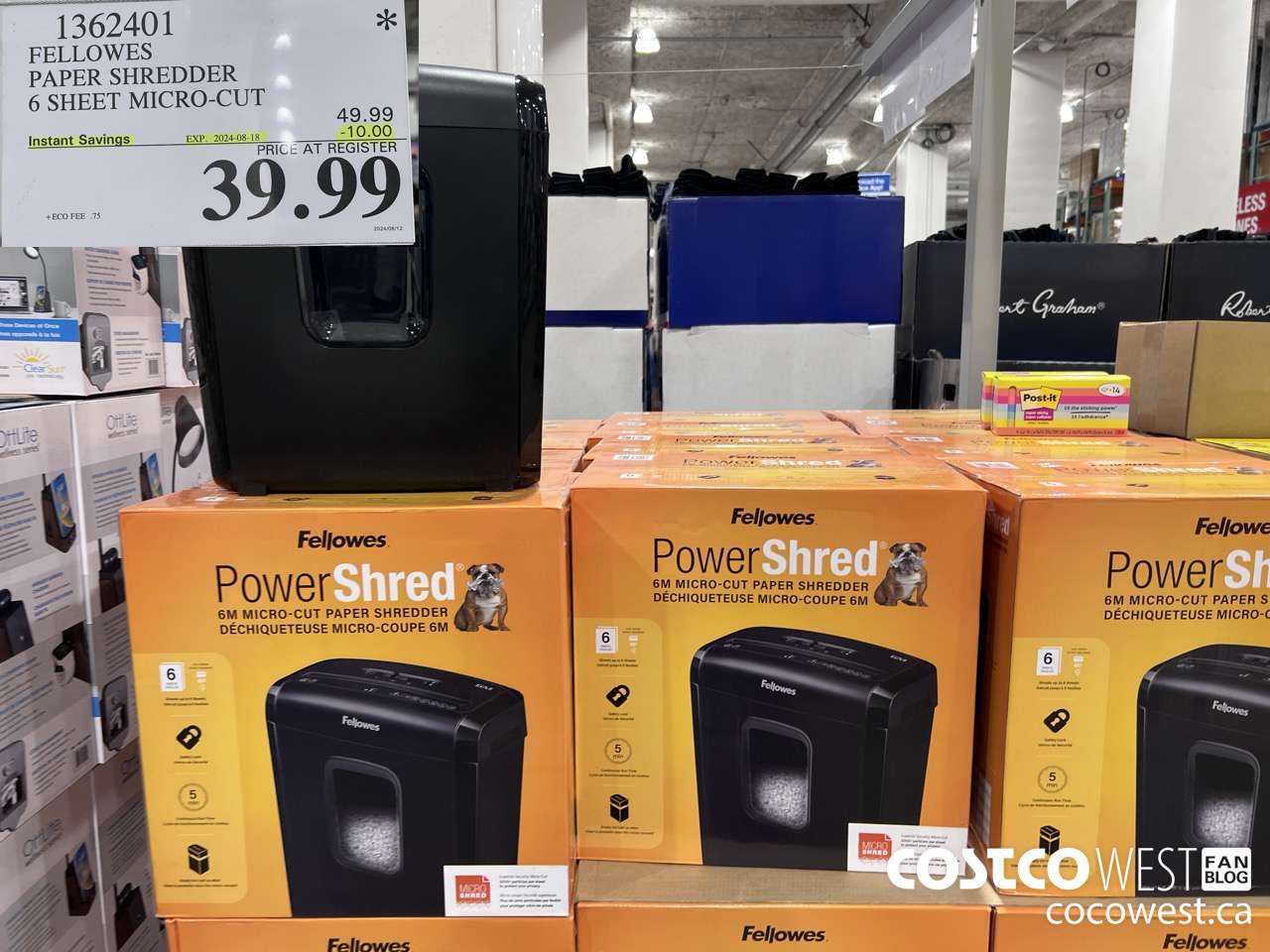 1362401 FELLOWES PAPER SHREDDER 6 SHEET MICRO-CUT ($10.00 INSTANT SAVINGS EXPIRES ON 2024-08-18) $39.99