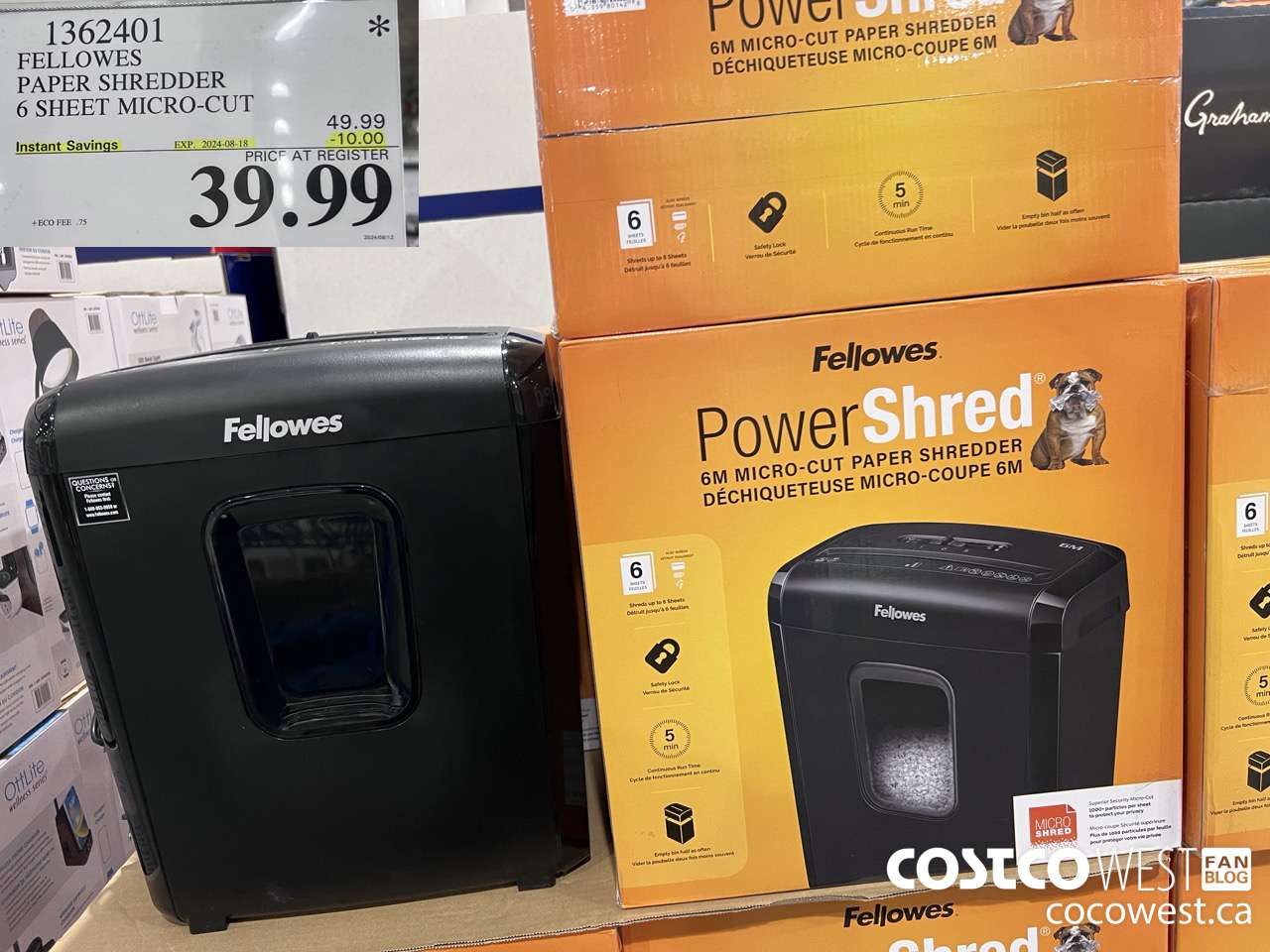 1362401 FELLOWES PAPER SHREDDER 6 SHEET MICRO-CUT ($10.00 INSTANT SAVINGS EXPIRES ON 2024-08-18) $39.99