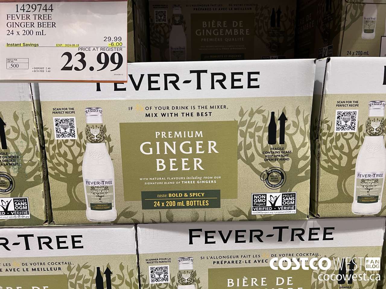 1429744 FEVER TREE GINGER BEER 24 X 200 ML ($6.00 INSTANT SAVINGS EXPIRES ON 2024-08-18) $23.99