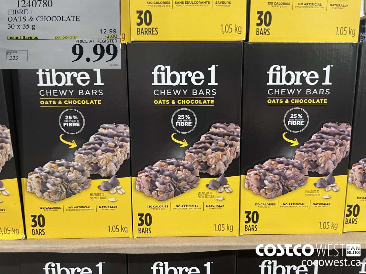 1240780 FIBRE 1 OATS & CHOCOLATE 30 X 35 G ($3.00 INSTANT SAVINGS EXPIRES ON 2024-08-25) $9.99