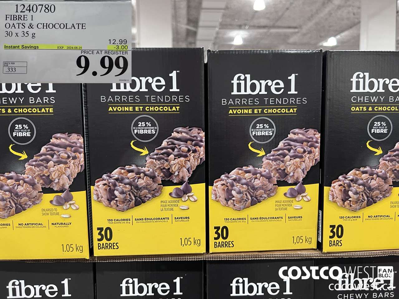 1240780 FIBRE 1 OATS & CHOCOLATE 30 X 35 G ($3.00 INSTANT SAVINGS EXPIRES ON 2024-08-25) $9.99