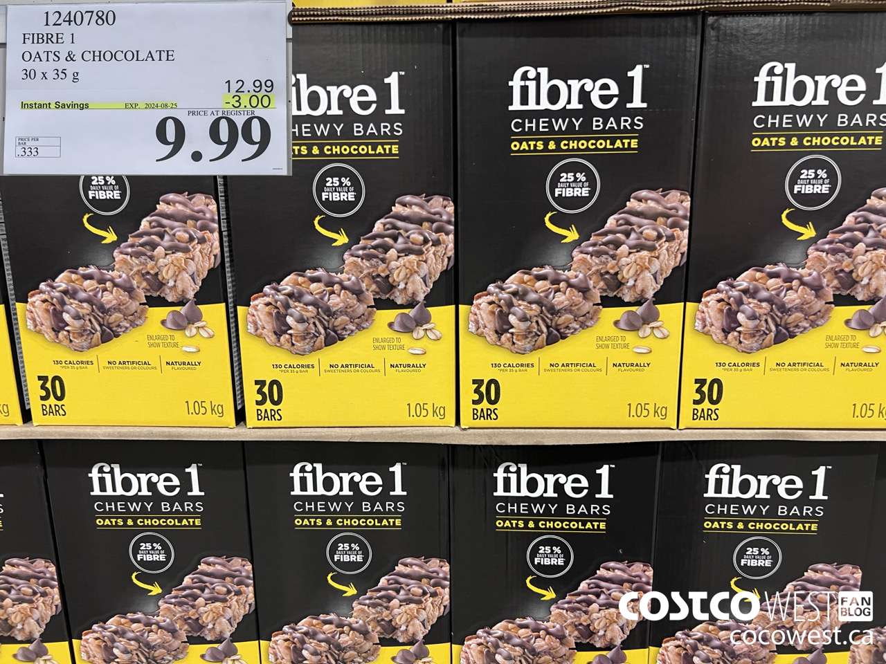 1240780 FIBRE 1 OATS & CHOCOLATE 30 X 35 G ($3.00 INSTANT SAVINGS EXPIRES ON 2024-08-25) $9.99