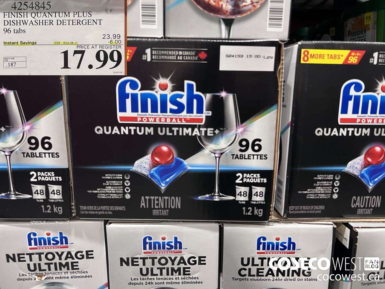 4254845 FINISH QUANTUM PLUS DISHWASHER DETERGENT 96 TABS ($6.00 INSTANT SAVINGS EXPIRES ON 2024-08-11) $17.99