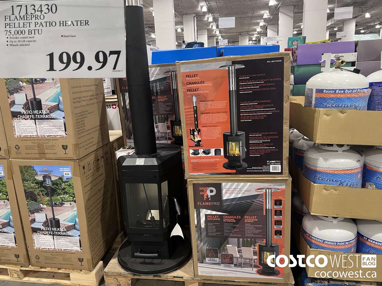 1713430 FLAMEPRO PELLET PATIO HEATER 75,000 BTU $199.97