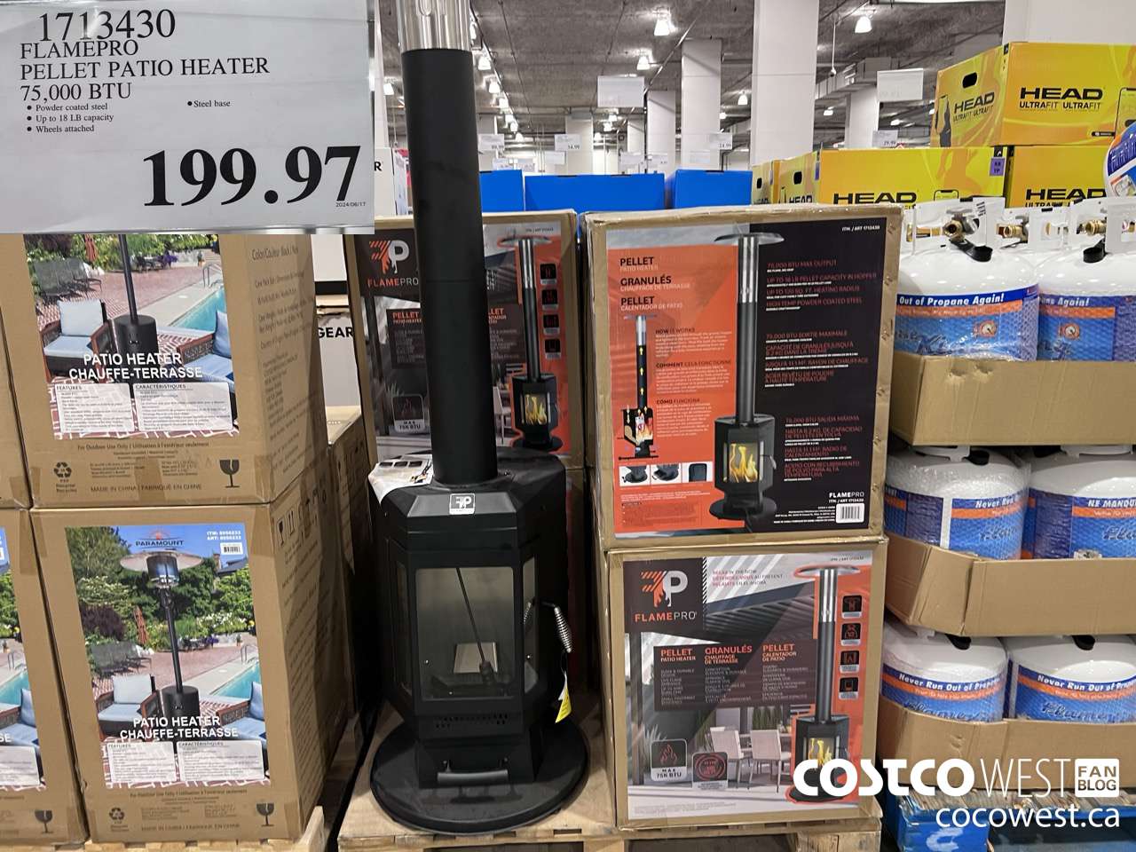 1713430 FLAMEPRO PELLET PATIO HEATER 75,000 BTU $199.97