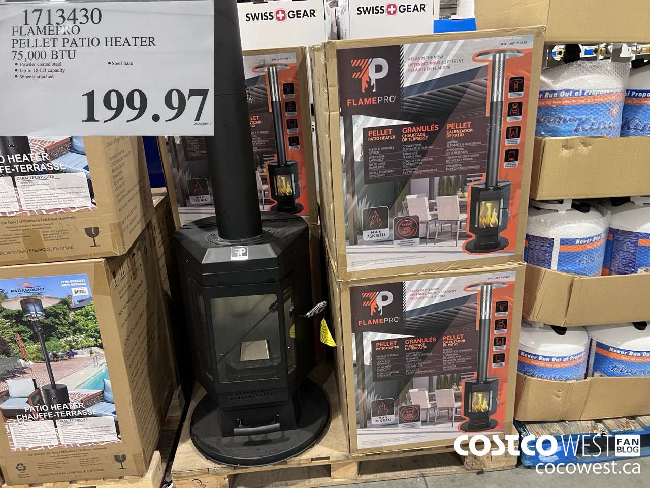 1713430 FLAMEPRO PELLET PATIO HEATER 75,000 BTU $199.97