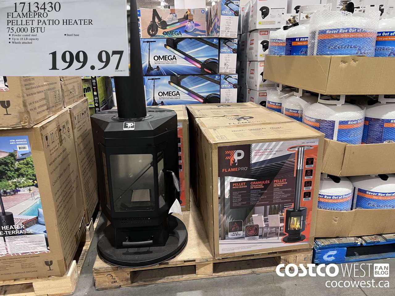 1713430 FLAMEPRO PELLET PATIO HEATER 75,000 BTU $199.97