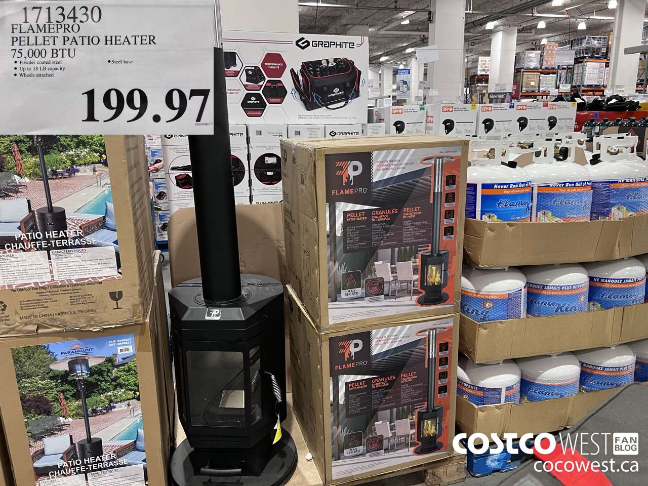 1713430 FLAMEPRO PELLET PATIO HEATER 75,000 BTU $199.97