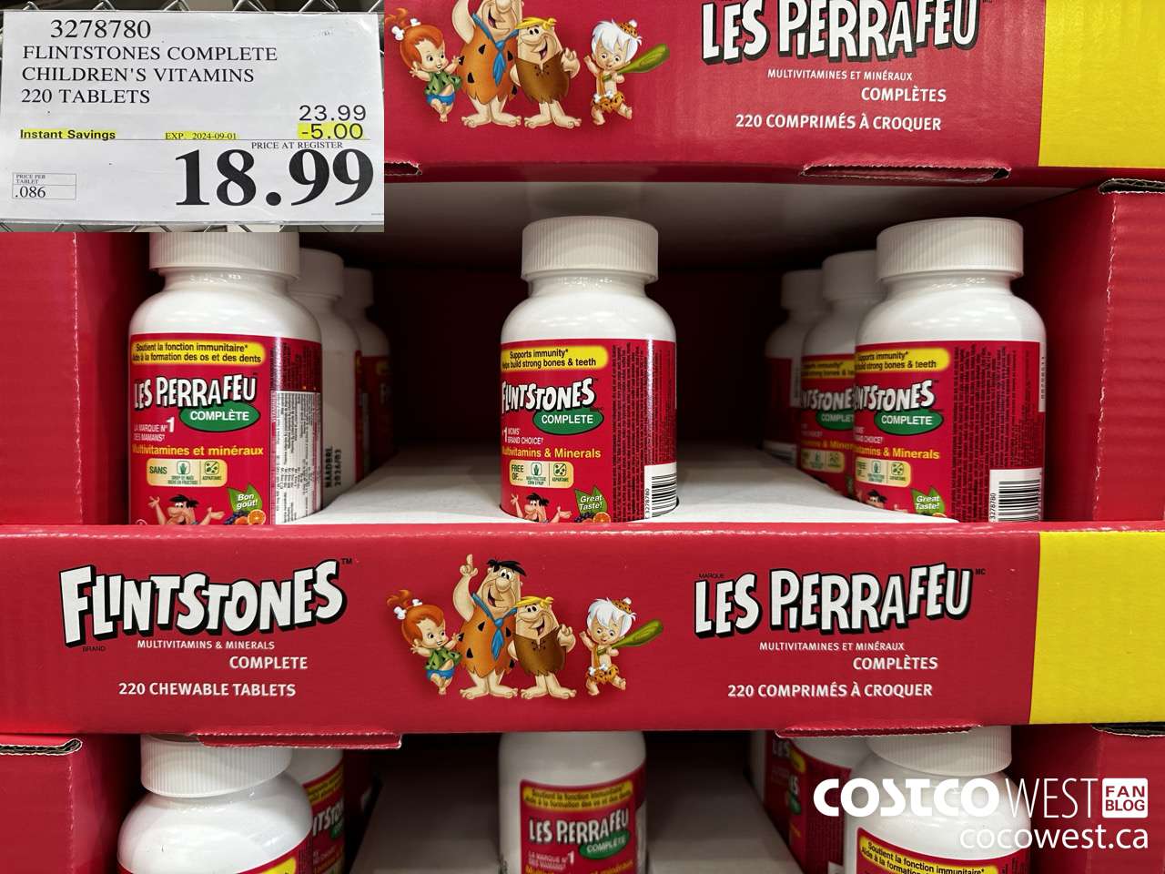 3278780 FLINTSTONES COMPLETE CHILDREN'S VITAMINS 220 TABLETS ($5.00 INSTANT SAVINGS EXPIRES ON 2024-09-01) $18.99