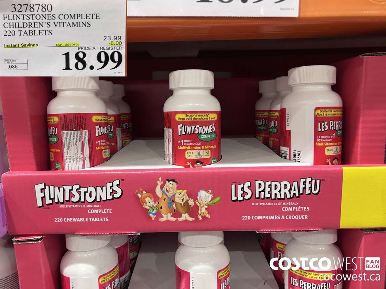 3278780 FLINTSTONES COMPLETE CHILDREN'S VITAMINS 220 TABLETS ($5.00 INSTANT SAVINGS EXPIRES ON 2024-09-01) $18.99