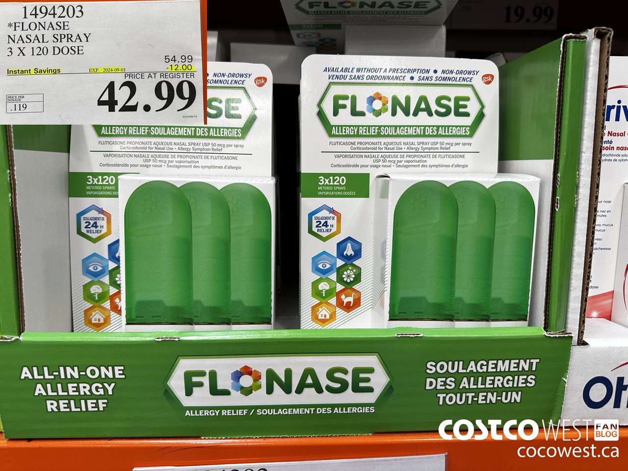 1494203 FLONASE NASAL SPRAY 3 X 120 DOSE ($12.00 INSTANT SAVINGS EXPIRES ON 2024-09-01) $42.99