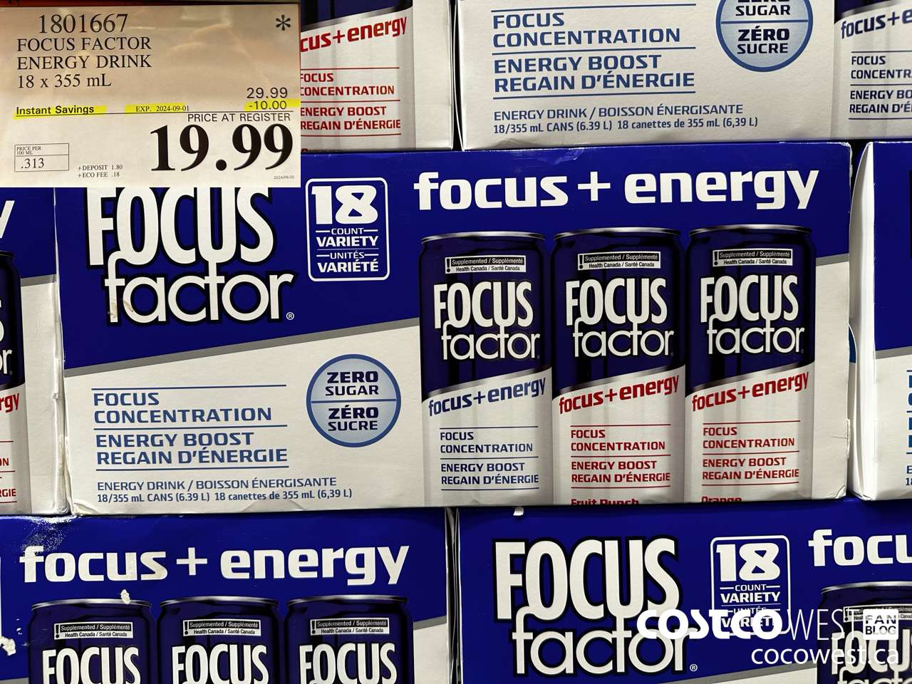 1801667 FOCUS FACTOR ENERGY DRINK 18 x 355 mL ($10.00 INSTANT SAVINGS EXPIRES ON 2024-09-01) $19.99