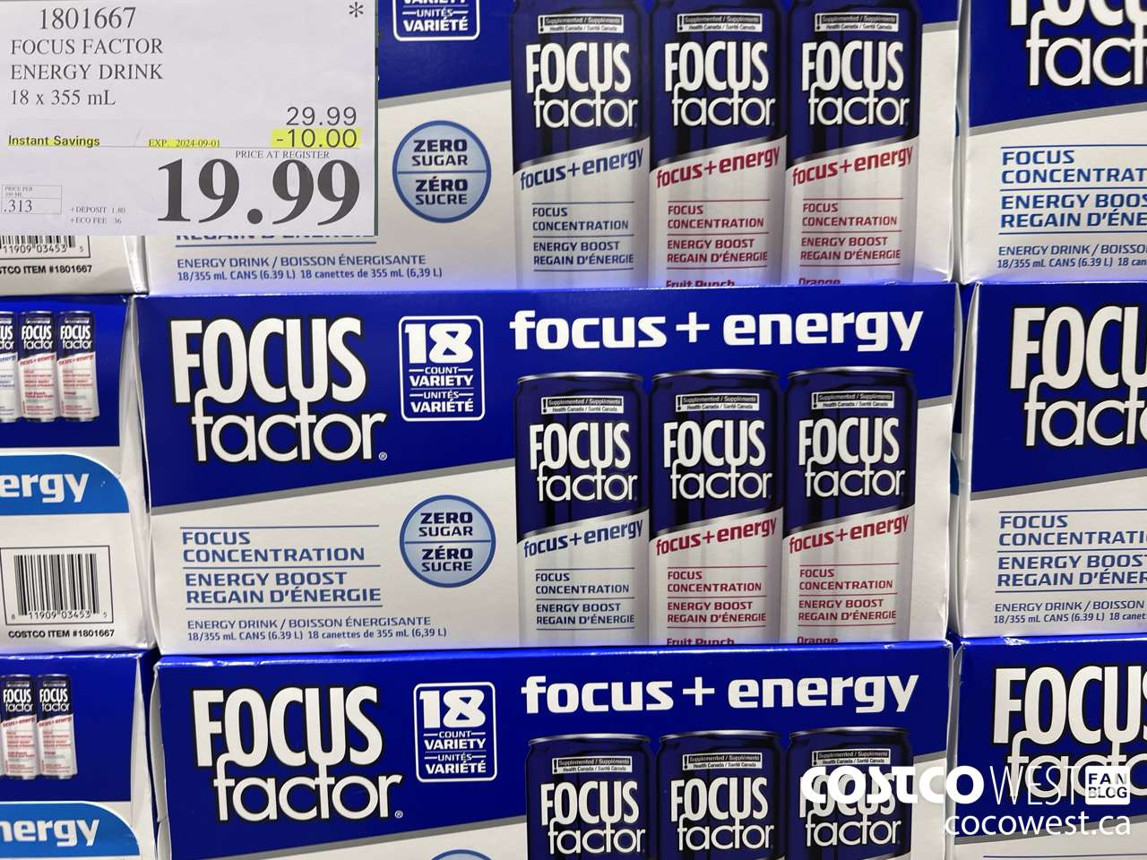 1801667 FOCUS FACTOR ENERGY DRINK 18 x 355 mL ($10.00 INSTANT SAVINGS EXPIRES ON 2024-09-01) $19.99