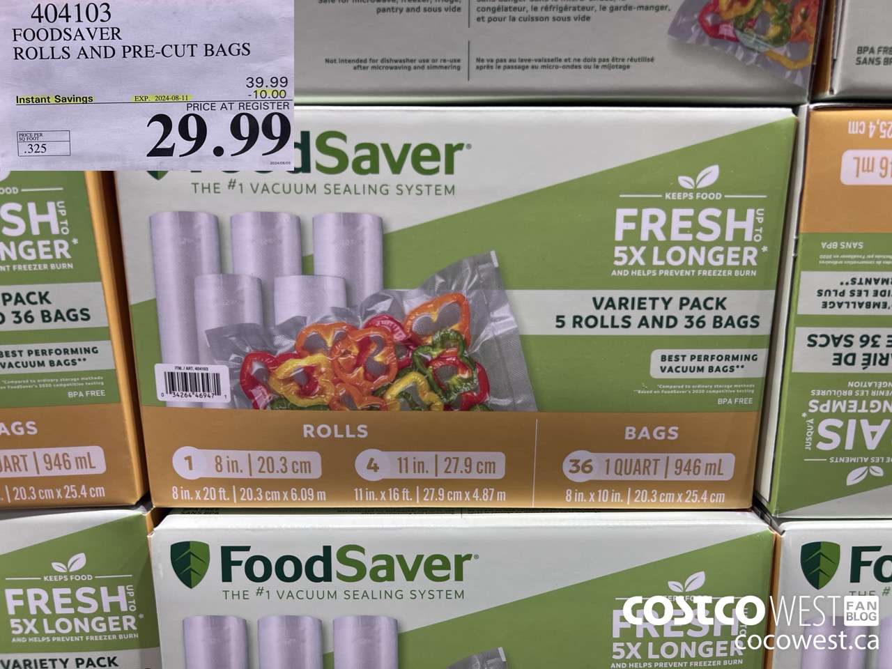 404103 FOODSAVER ROLLS AND PRE-CUT BAGS ($10.00 INSTANT SAVINGS EXPIRES ON 2024-08-11) $29.99