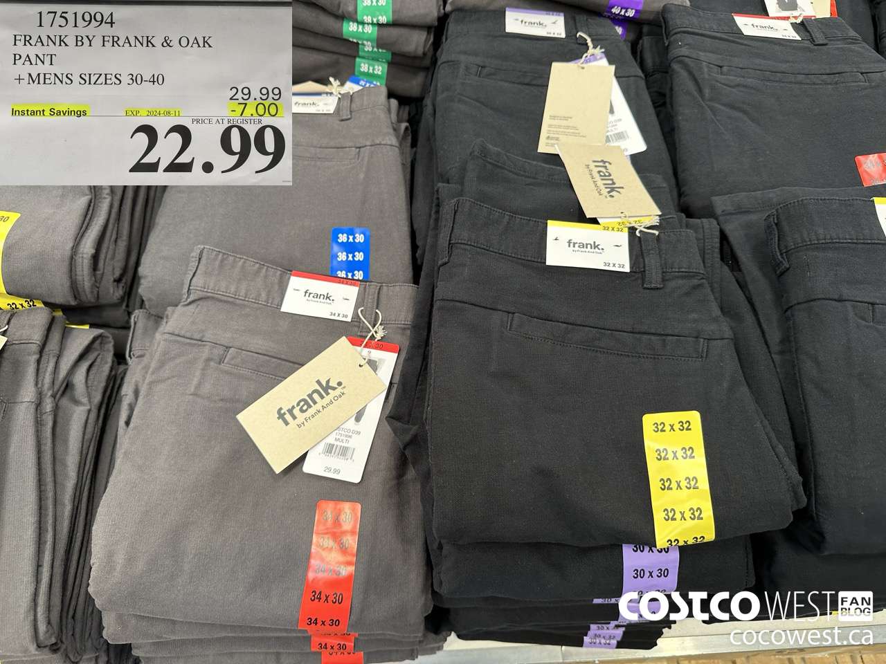 1751994 FRANK BY FRANK & OAK PANT MENS SIZES 30-40 ($7.00 INSTANT SAVINGS EXPIRES ON 2024-08-11) $22.99