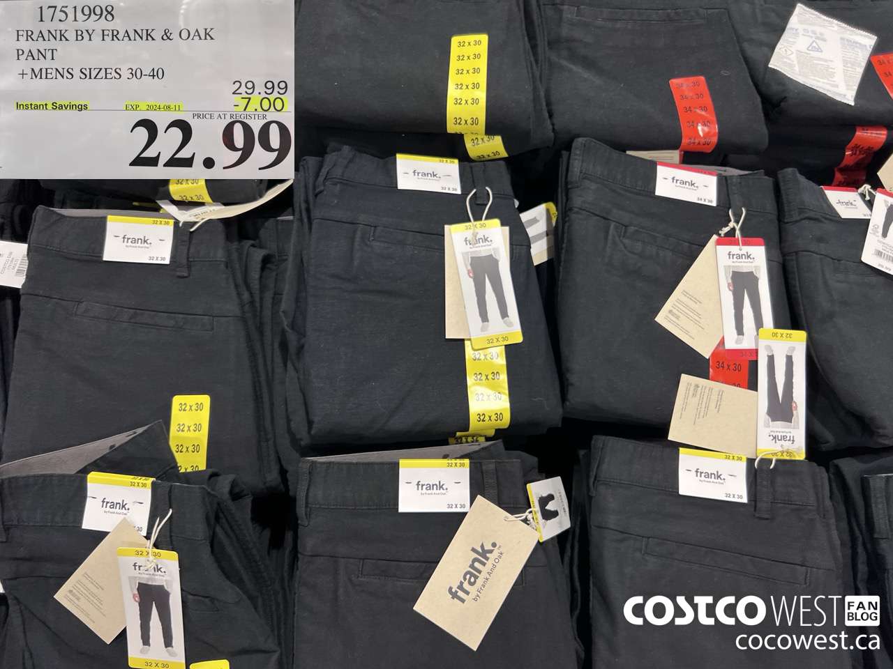 1751998 FRANK BY FRANK & OAK PANT MENS SIZES 30-40 ($7.00 INSTANT SAVINGS EXPIRES ON 2024-08-11) $22.99