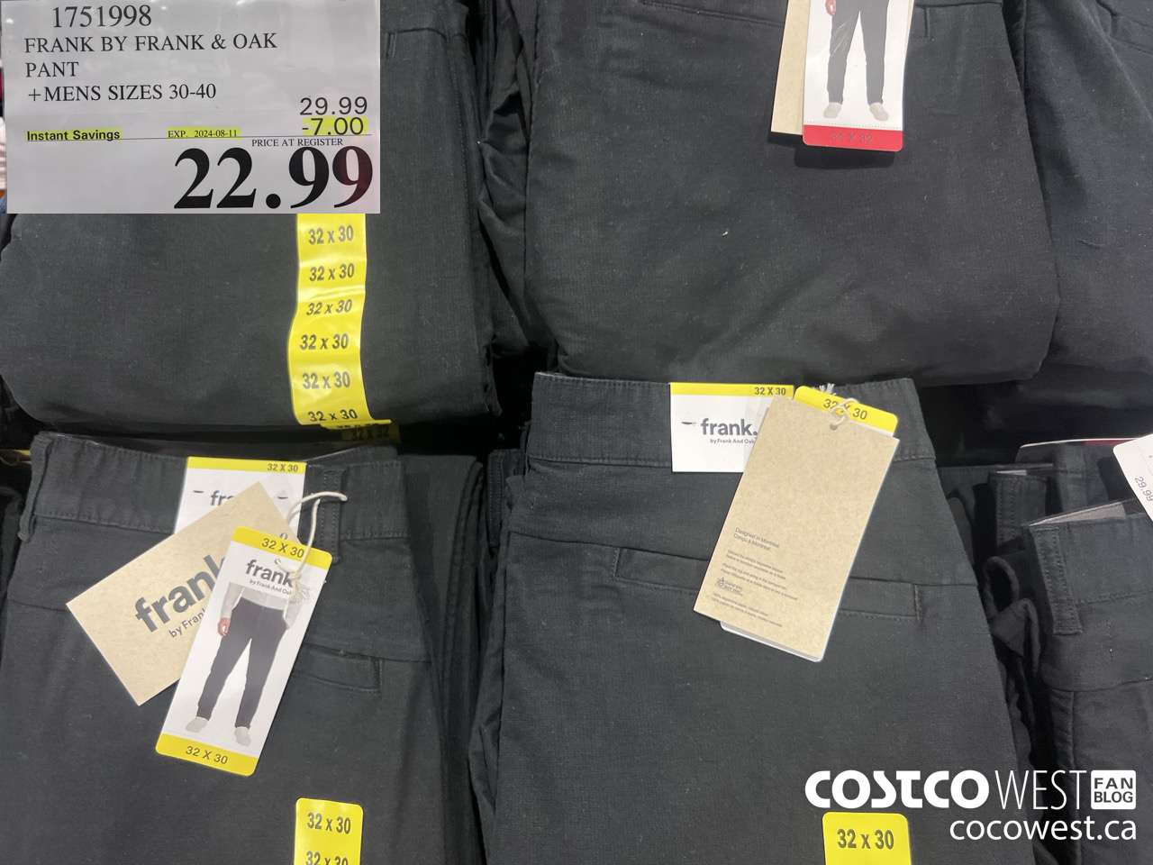 1751998 FRANK BY FRANK & OAK PANT MENS SIZES 30-40 ($7.00 INSTANT SAVINGS EXPIRES ON 2024-08-11) $22.99