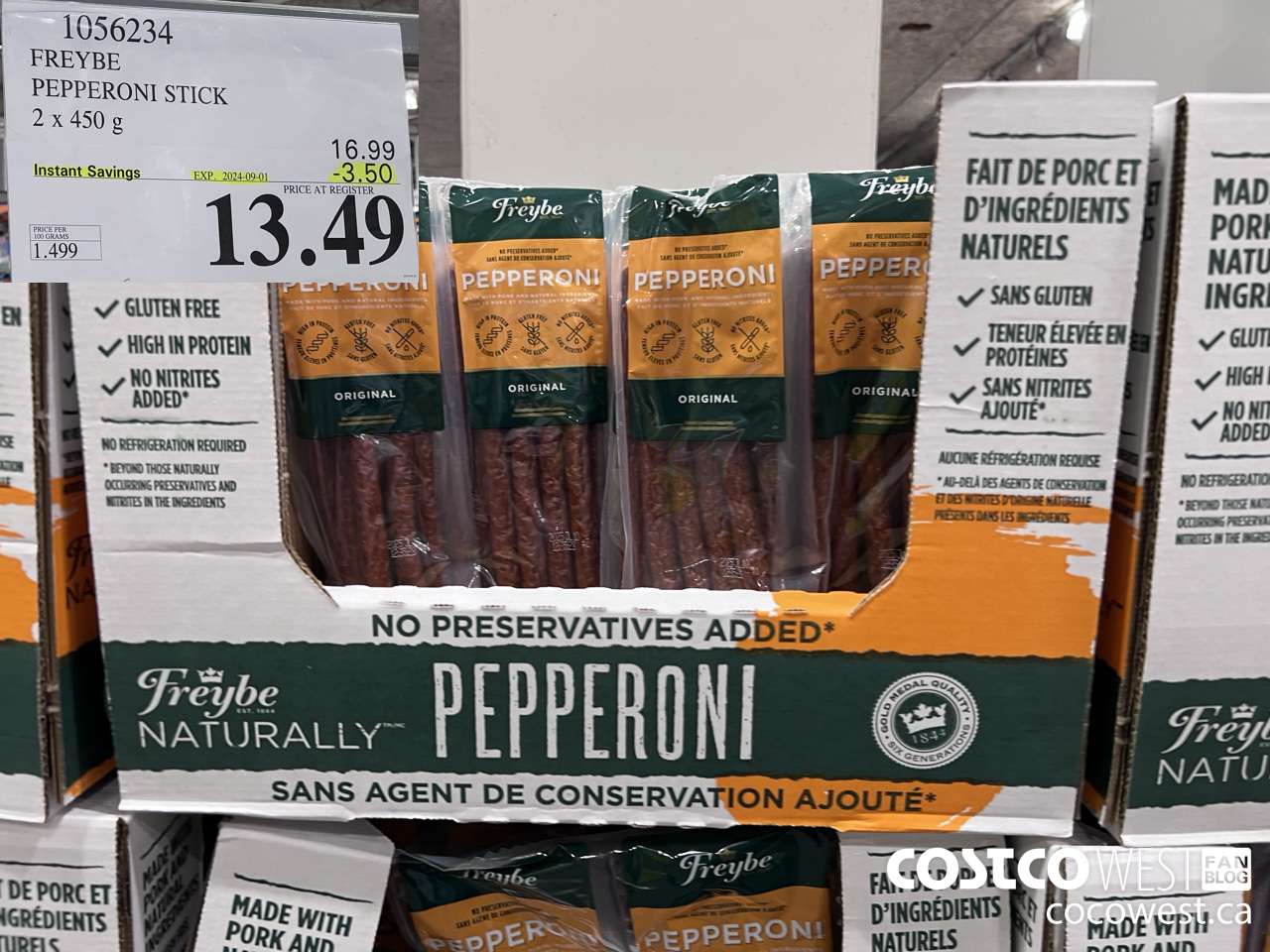 1056234 FREYBE PEPPERONI STICK 2 x 450g ($3.50 INSTANT SAVINGS EXPIRES ON 2024-09-01) $13.49