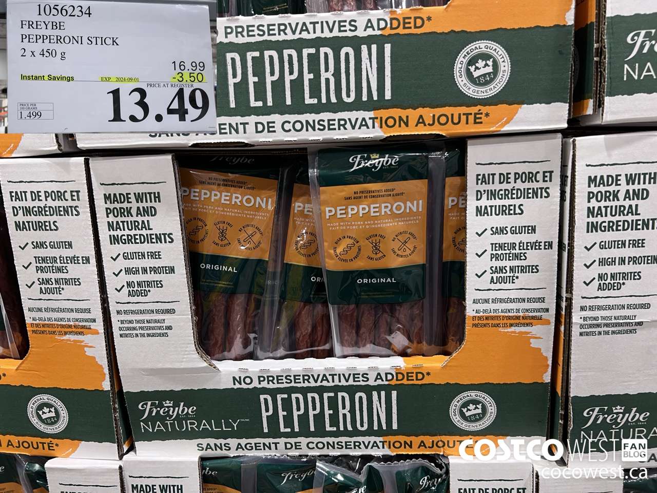 1056234 FREYBE PEPPERONI STICK 2 x 450g ($3.50 INSTANT SAVINGS EXPIRES ON 2024-09-01) $13.49