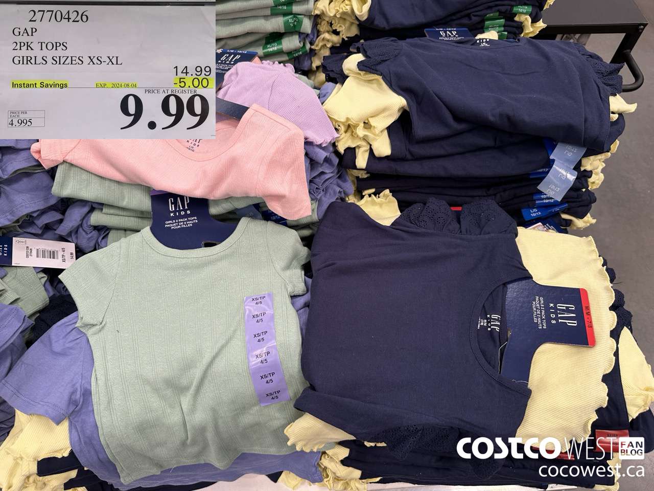 2770426 GAP 2PK TOPS GIRLS SIZES XS-XL ($5.00 INSTANT SAVINGS EXPIRES ON 2024-08-04) $9.99