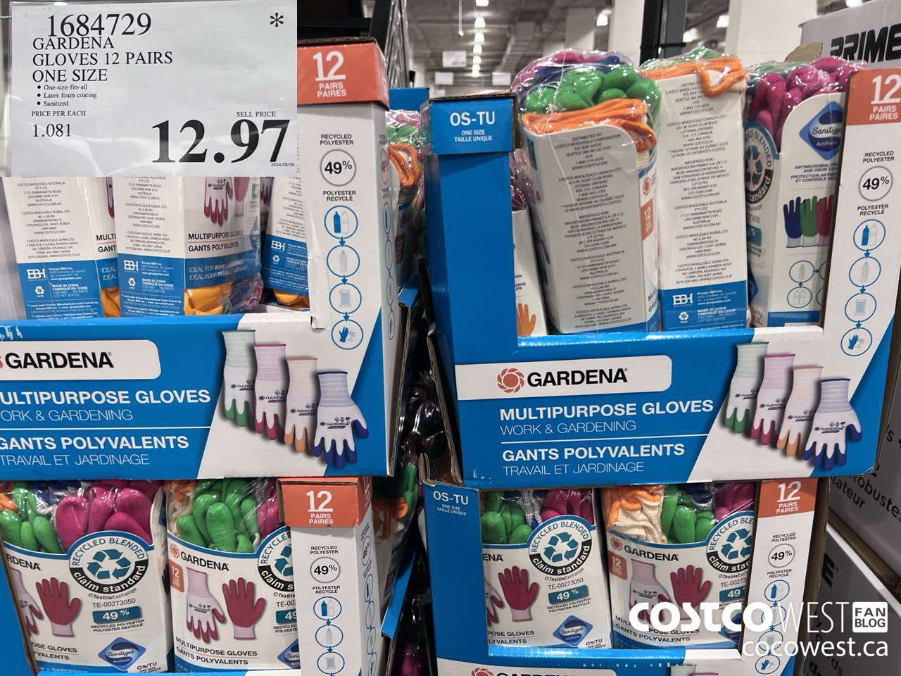 1684729 GARDENA GLOVES PACK OF 12 ONE SIZE $12.97