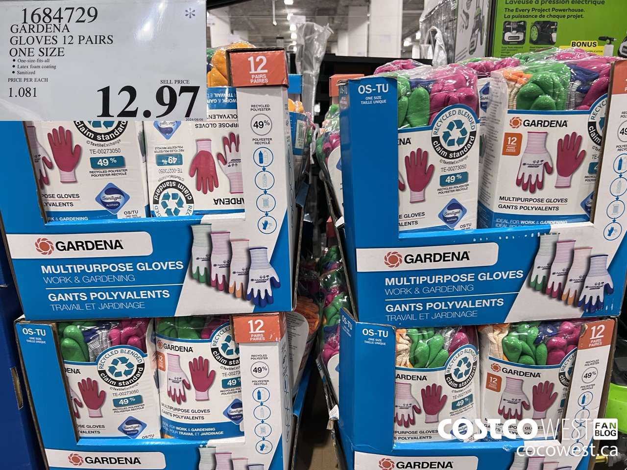 1684729 GARDENA GLOVES PACK OF 12 ONE SIZE $12.97