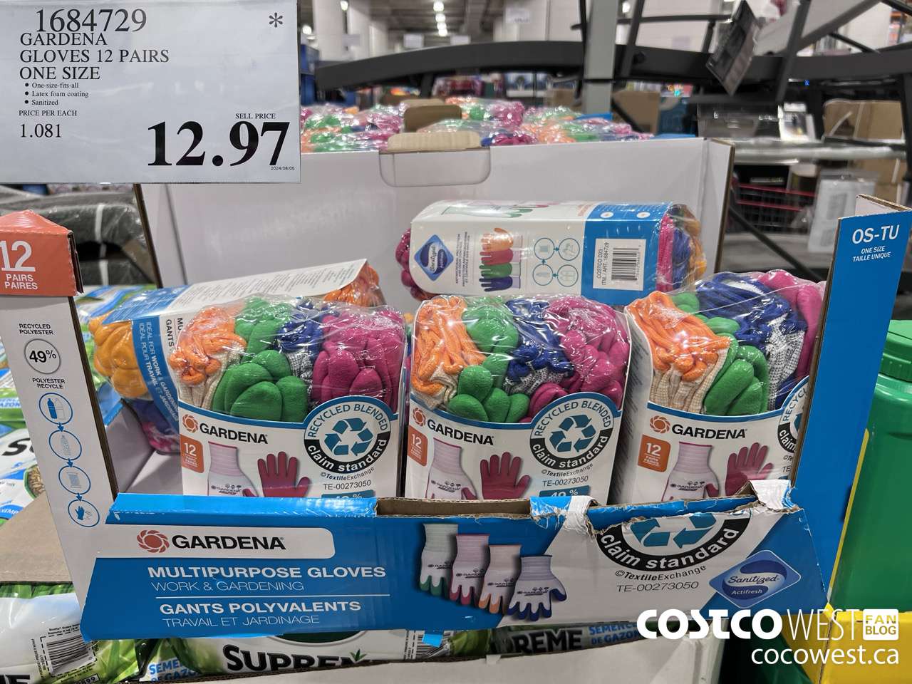 1684729 GARDENA GLOVES PACK OF 12 ONE SIZE $12.97