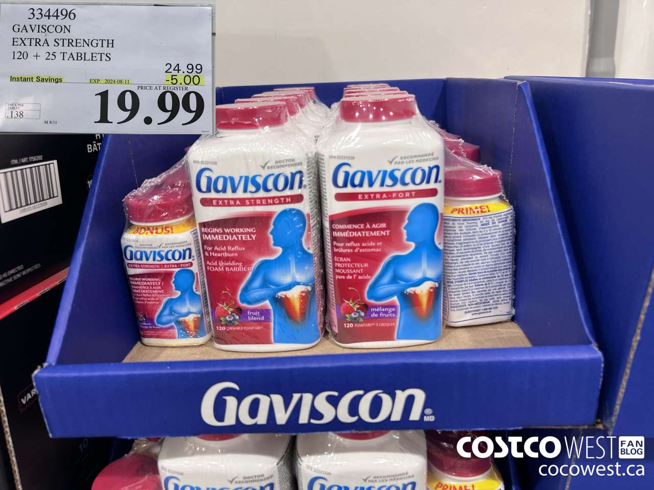 334496 GAVISCON EXTRA STRENGTH 120 + 25 TABLETS ($5.00 INSTANT SAVINGS EXPIRES ON 2024-08-11) $19.99