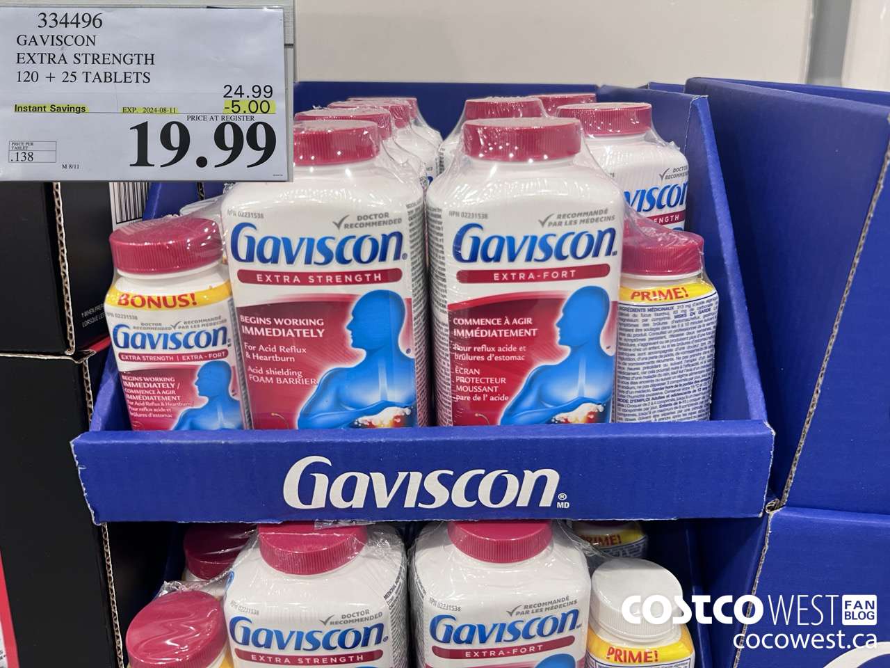 334496 GAVISCON EXTRA STRENGTH 120 + 25 TABLETS ($5.00 INSTANT SAVINGS EXPIRES ON 2024-08-11) $19.99