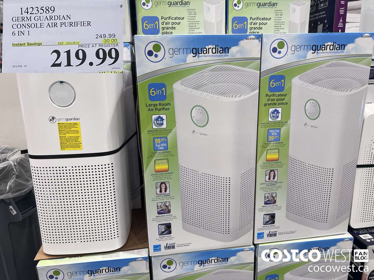 1423589 GERM GUARDIAN CONSOLE AIR PURIFIER 6 IN 1 ($30.00 INSTANT SAVINGS EXPIRES ON 2024-08-23) $219.99
