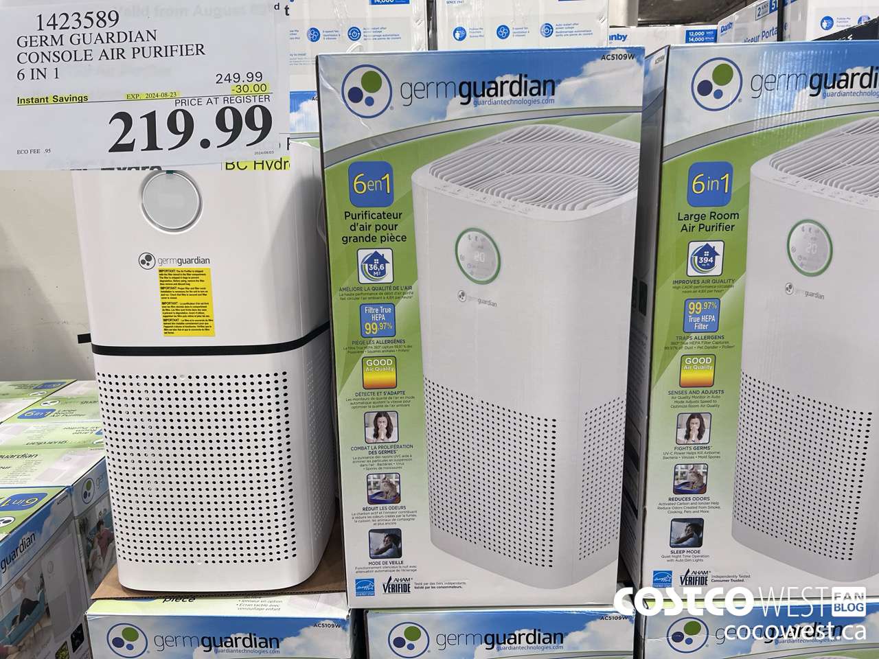 1423589 GERM GUARDIAN CONSOLE AIR PURIFIER 6 IN 1 ($30.00 INSTANT SAVINGS EXPIRES ON 2024-08-23) $219.99