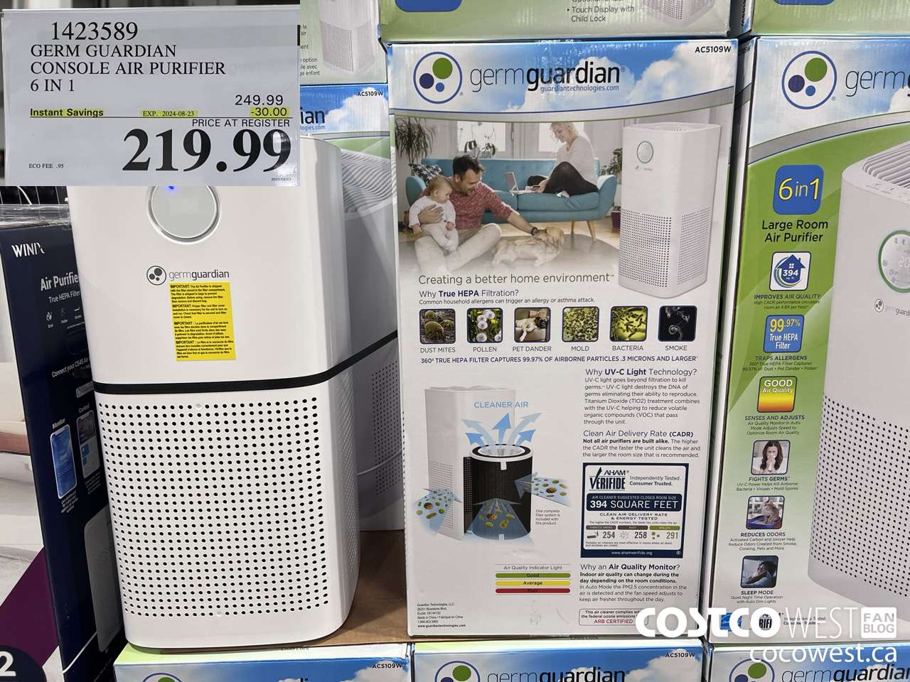 1423589 GERM GUARDIAN CONSOLE AIR PURIFIER 6 IN 1 ($30.00 INSTANT SAVINGS EXPIRES ON 2024-08-23) $219.99