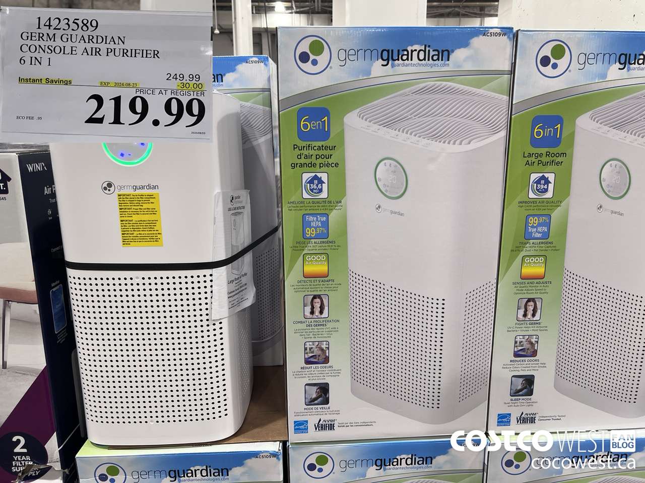 1423589 GERM GUARDIAN CONSOLE AIR PURIFIER 6 IN 1 ($30.00 INSTANT SAVINGS EXPIRES ON 2024-08-23) $219.99