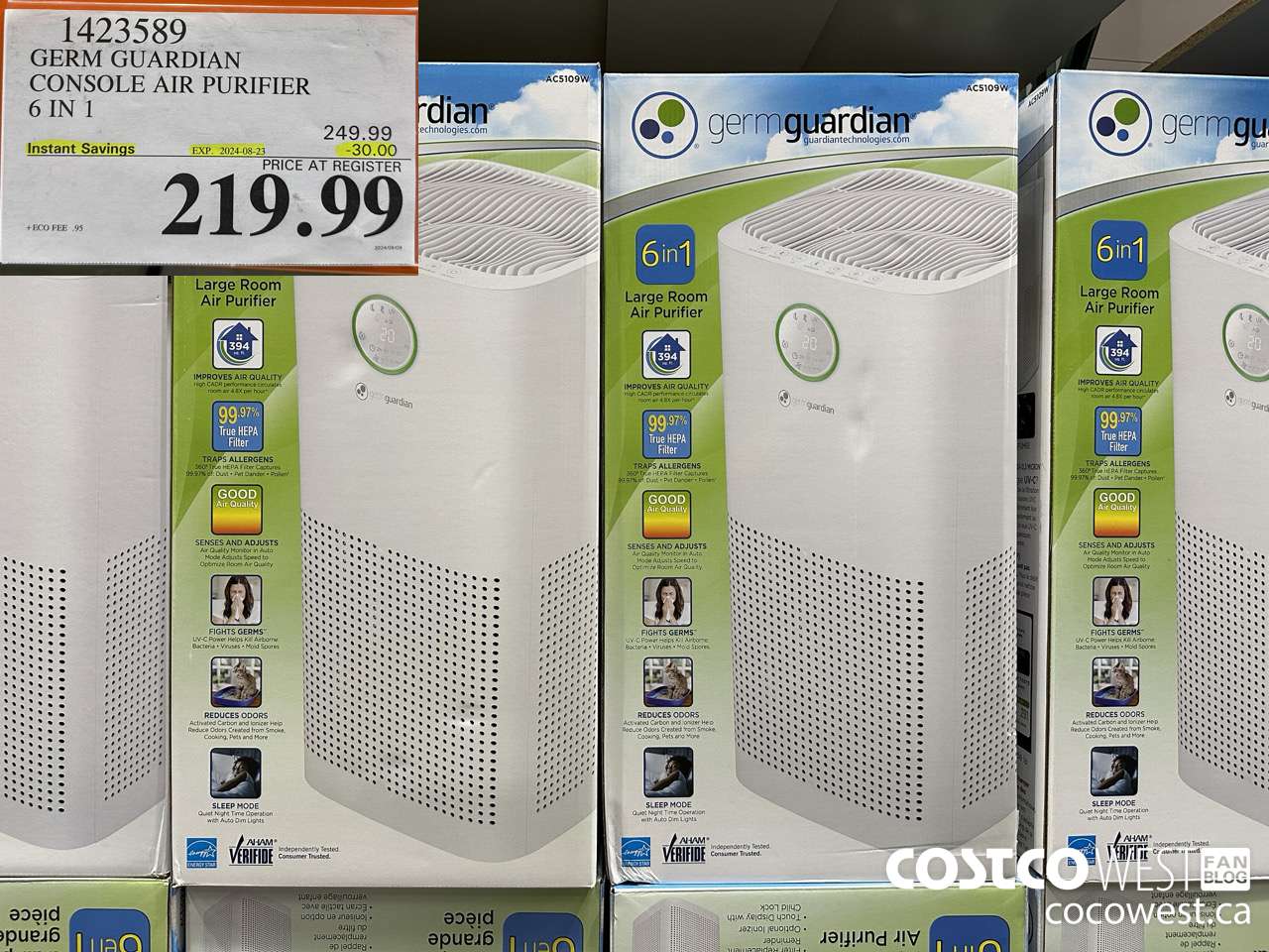 1423589 GERM GUARDIAN CONSOLE AIR PURIFIER 6 IN 1 ($30.00 INSTANT SAVINGS EXPIRES ON 2024-08-23) $219.99