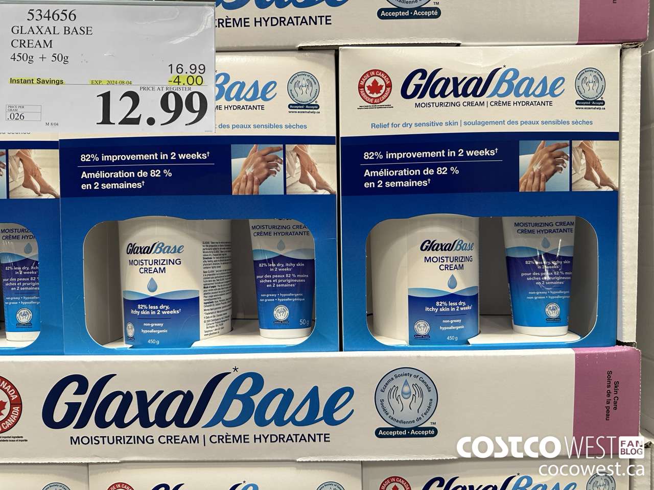 534656 GLAXAL BASE CREAM 450g + 50 g ($4.00 INSTANT SAVINGS EXPIRES ON 2024-08-04) $12.99