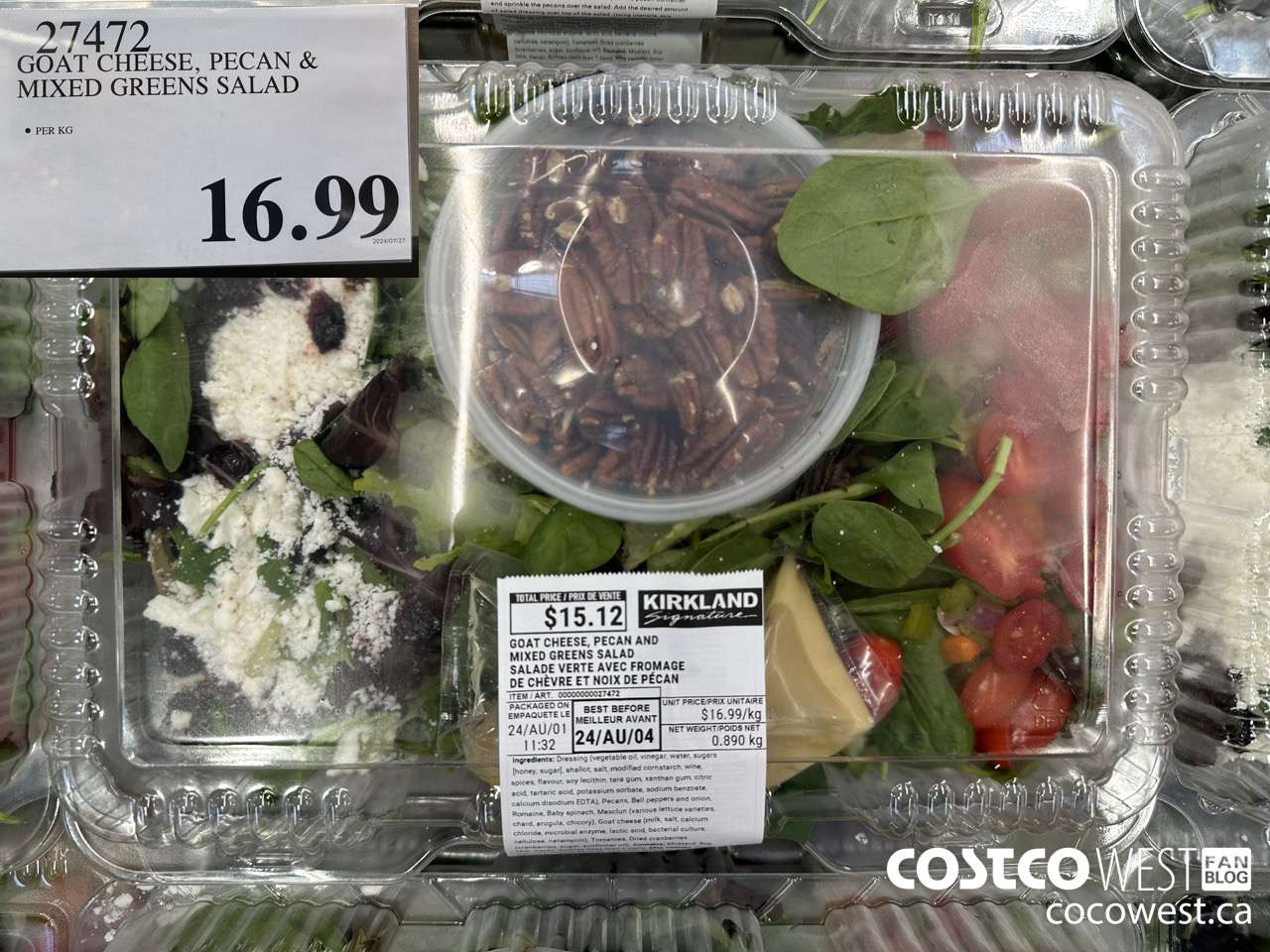 27472 GOAT CHEESE, PECAN AND MIXED GREENS SALAD $16.99