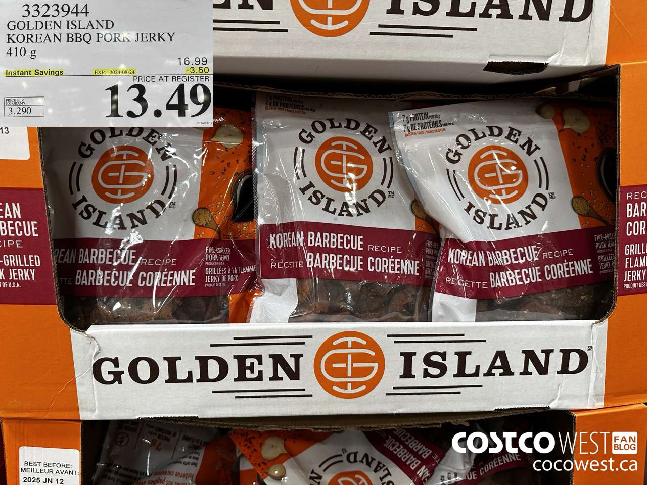 3323944 GOLDEN ISLAND KOREAN BBQ PORK JERKY 410G ($3.50 INSTANT SAVINGS EXPIRES ON 2024-08-24) $13.49