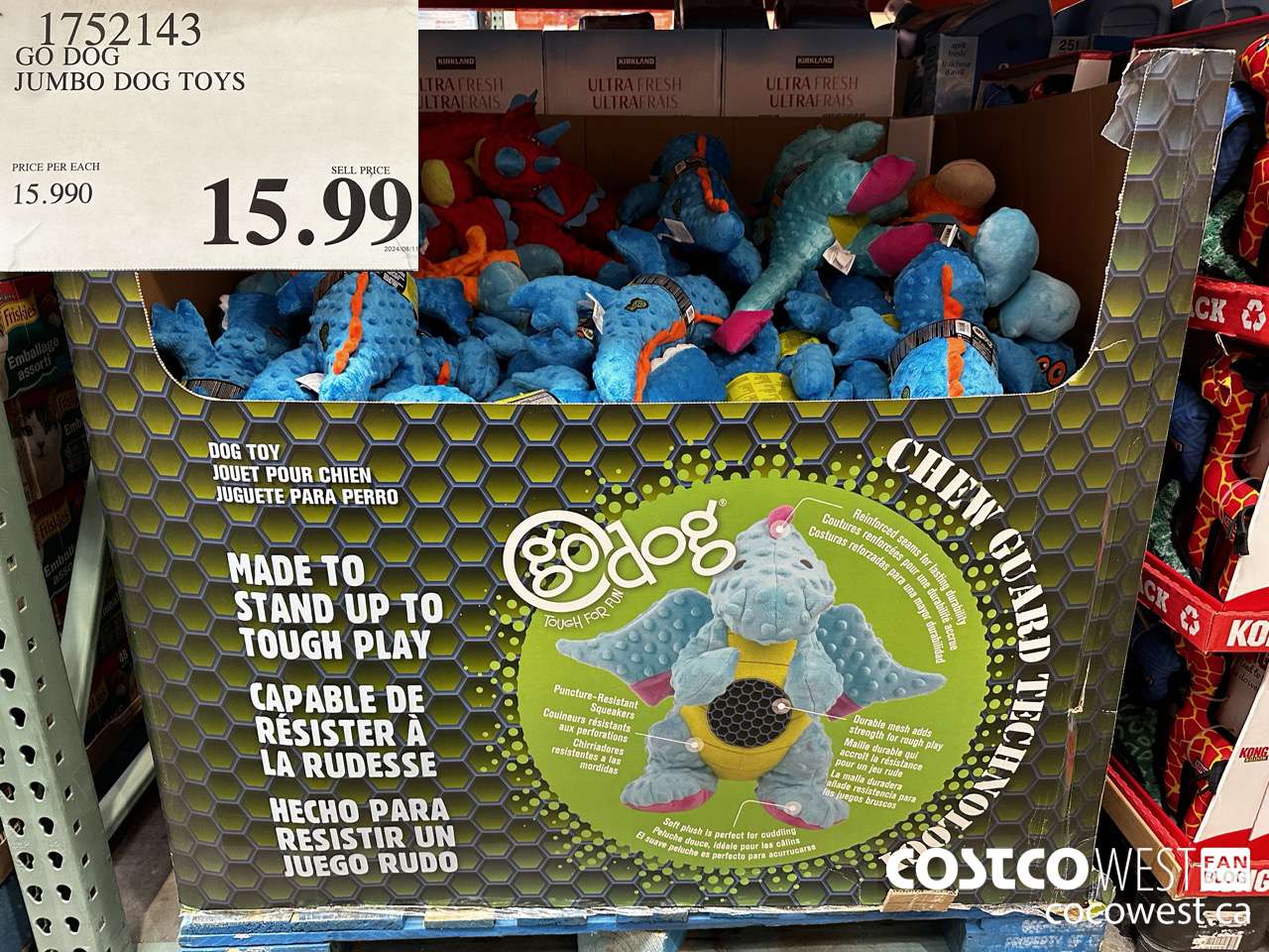 1752143 GO DOG JUMBO DOG TOYS $15.99