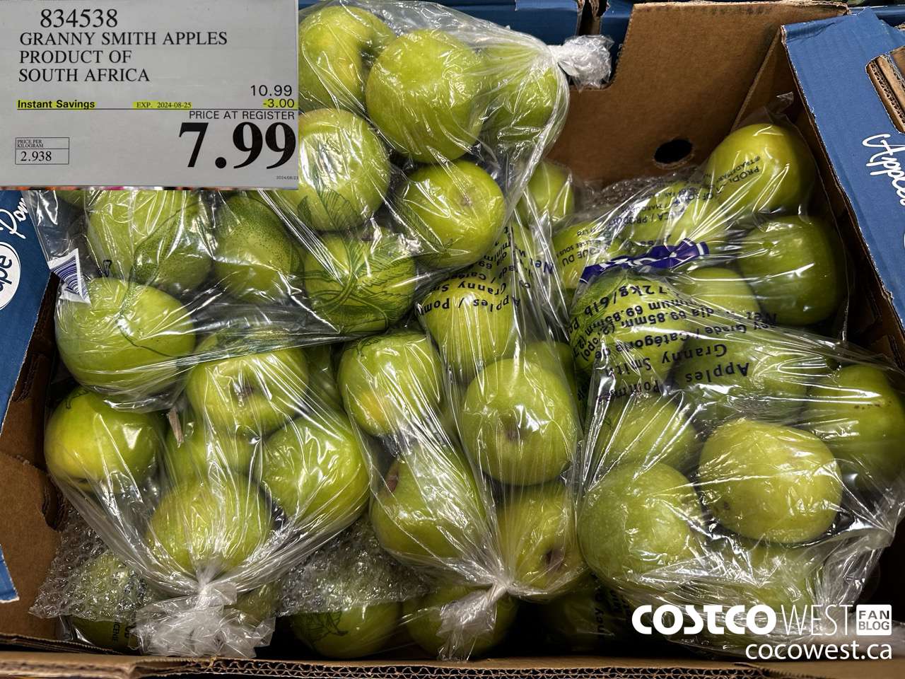 834538 GRANNY SMITH APPLES PRODUCT OF SOUTH AFRICA ($3.00 INSTANT SAVINGS EXPIRES ON 2024-08-25) $7.99