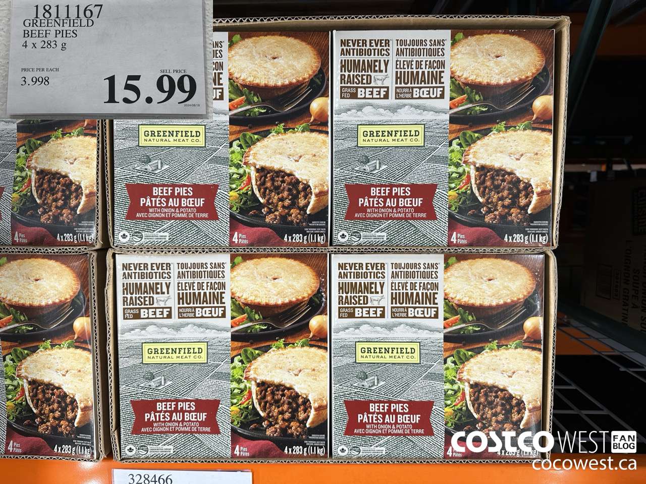 1811167 GREENFIELD BEEF PIES 4 X 283 G $15.99
